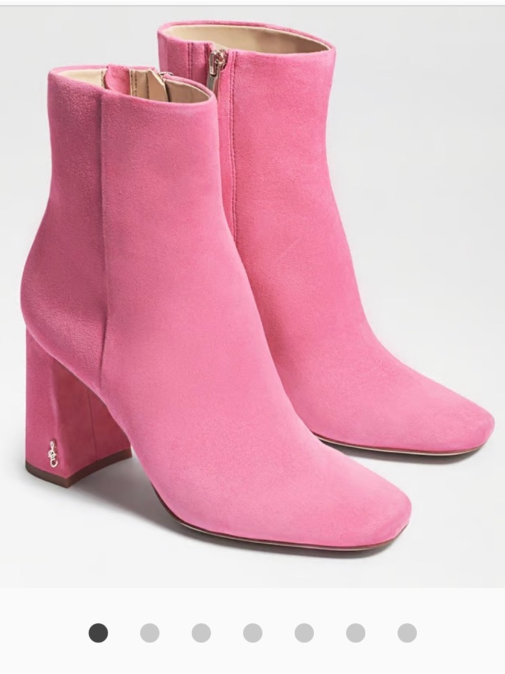 Sam Edelman Pink Suede Block Heel Ankle Boots